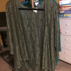 LulaRoe L Lindsay Army Green Lace